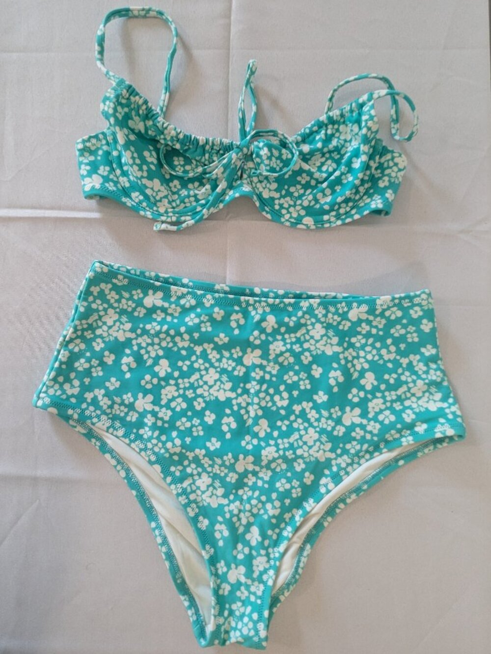 aerie Teal Floral Bikini Swim Set (Top & Bottoms)